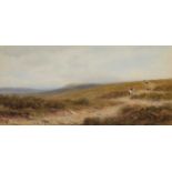 CHARLES HORWELL WOODMAN (1823-1888) LARGE MOORLAND LANDSCAPE WITH A DROVER ON HORSEBACK