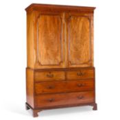 A GEORGE III MAHOGANY LINEN PRESS