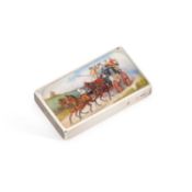 A VICTORIAN SILVER AND ENAMEL VESTA CASE