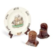 A HERCULANEUM CREAMWARE SHIP PLATE