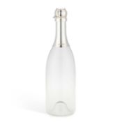 A LARGE SILVER-MOUNTED GLASS DECANTER IN THE FORM OF A CHAMPAGNE BOTTLE