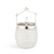 A VICTORIAN SILVER-MOUNTED GLASS BISCUIT BARREL