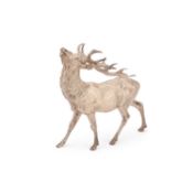 A LARGE VICTORIAN CAST SILVER MODEL OF A BAYING STAG