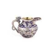 AN UNUSUAL ANGLO-INDIAN SILVER AND ENAMEL JUG