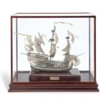 A LARGE SILVER MODEL OF THE MARY ROSE, THE FLAGSHIP OF KING HENRY VIII