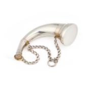A VICTORIAN SILVER NOVELTY HORN-SHAPED COMBINATION VINAIGRETTE AND SCENT BOTTLE