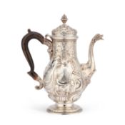A GEORGE II ROCOCO SILVER COFFEE POT