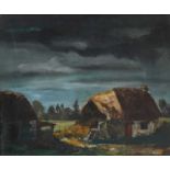 COLUM ROBERT GORE-BOOTH (ANGLO-IRISH 1913-1959) A FARM BUILDING, STORMY SKYS