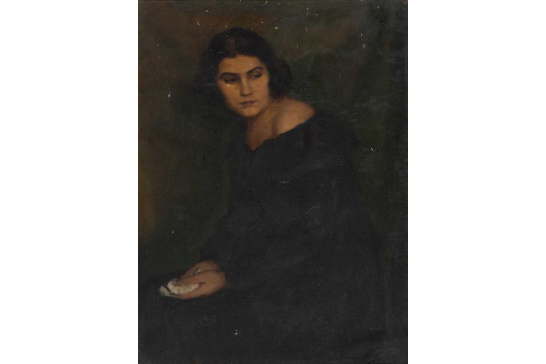 ALDOR GIOVANNI LADISLAO (LATE 19TH/EARLY 20TH CENTURY) PORTRAIT OF A SEATED LADY - Image 1 of 2