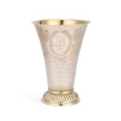 A LARGE 19TH CENTURY SWEDISH PARCEL-GILT SILVER BEAKER