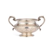 AN EARLY VICTORIAN SILVER TWO-HANDLED SUGAR BOWL