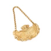 A FINE GEORGE III SILVER-GILT WINE LABEL