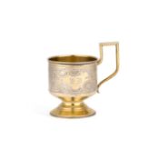 A RUSSIAN SILVER-GILT TEA-GLASS HOLDER