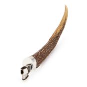 A GERMAN SILVER-MOUNTED ANTLER CIGAR CUTTER