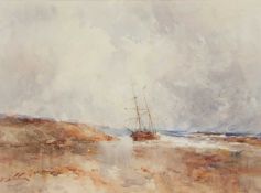 GEORGE EDWARD HORTON (1859-1950) TALL SHIP ON THE COAST