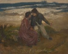 LATE 19TH/EARLY 20TH CENTURY GERMAN OR SCANDINAVIAN SCHOOL COUPLE ON A BEACH