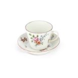 A CHELSEA CUP AND SAUCER CIRCA 1755