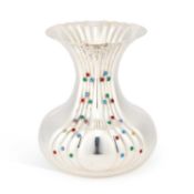 A LARGE ELIZABETH II SILVER AND 'JEWELLED' VASE