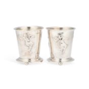 A PAIR OF ART NOUVEAU SILVER VASES