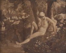 ATTRIBUTED TO JEAN FRANCOIS MILLET (FRENCH 1814-1875) STUDY FOR THE 'GOOSE GIRL BATHING'