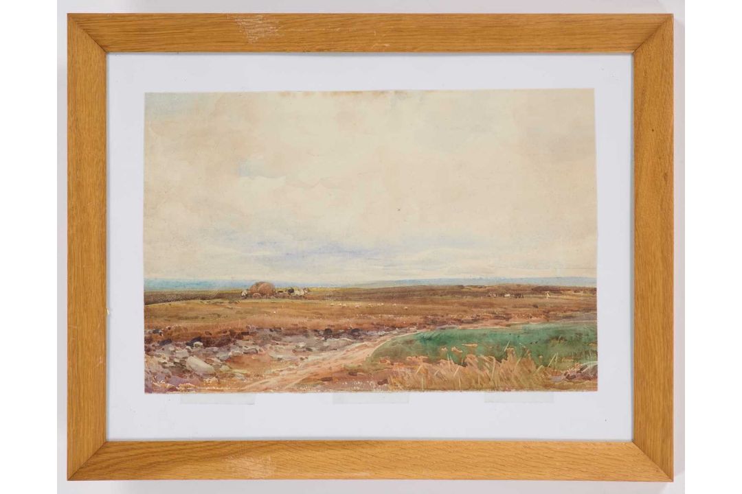 CLAUDE HAYS (1852-1922) MOOR LANDSCAPE WITH HAY CART - Image 2 of 2