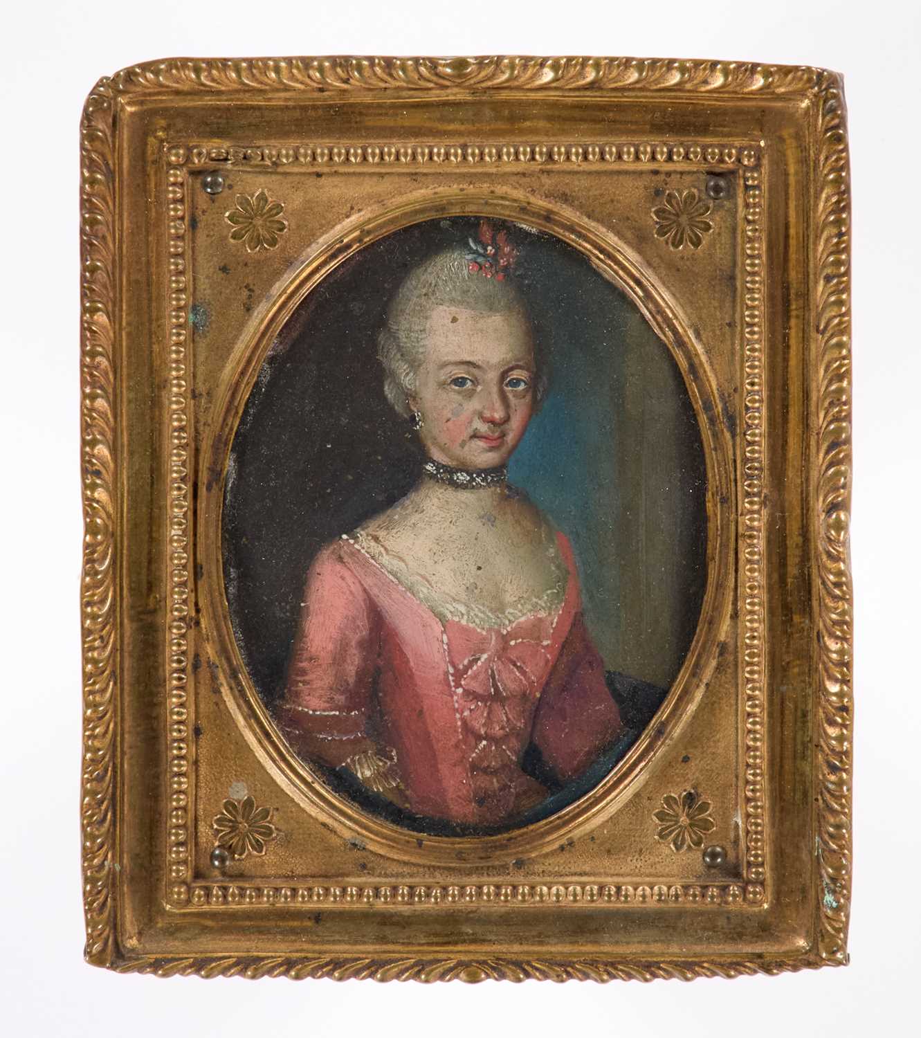 18TH CENTURY EUROPEAN SCHOOL, POSSIBLY AUSTRIAN PORTRAIT MINIATURE OF A LADY - Image 2 of 2