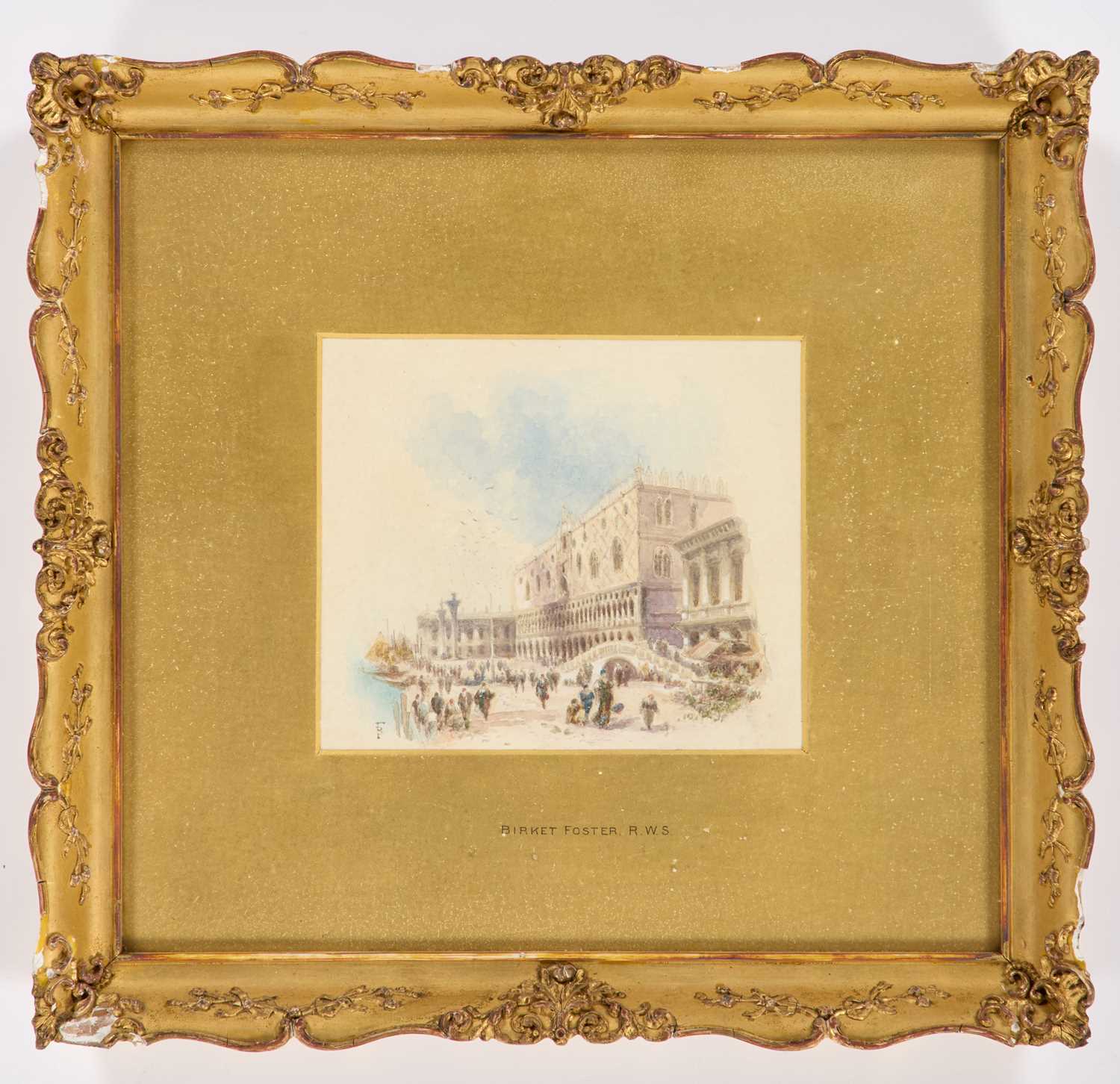 MYLES BIRKET FOSTER RWS (1825-1899) THE RIVA DEGLI SCHIAVONI AND THE DOGE'S PALACE, VENICE - Image 2 of 3