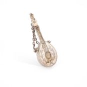 A 19TH CENTURY DUTCH SILVER NOVELTY MANDOLIN SCENT BOTTLE