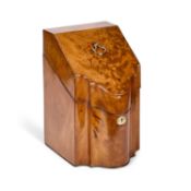 A GEORGE III MAHOGANY SERPENTINE KNIFE BOX
