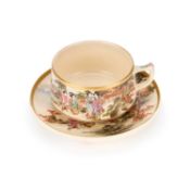 A JAPANESE SATSUMA CUP AND SAUCER CIRCA 1920