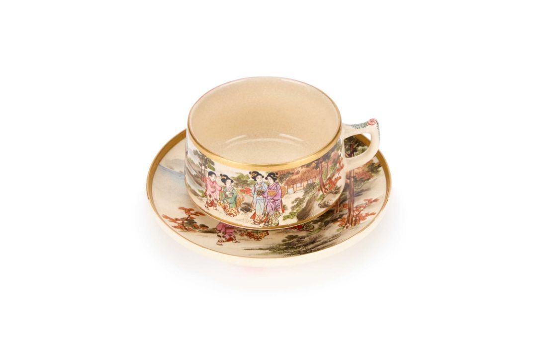 A JAPANESE SATSUMA CUP AND SAUCER CIRCA 1920 - Image 1 of 5