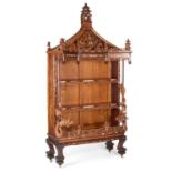 A FINE 19TH CENTURY CHINESE HARDWOOD, BOXWOOD AND IVORY OPEN CABINET
