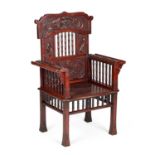 A CHINESE CARVED 'DRAGON' CHAIR