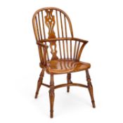 A PERIOD STYLE ELM AND OAK CHILD'S WINDSOR CHAIR