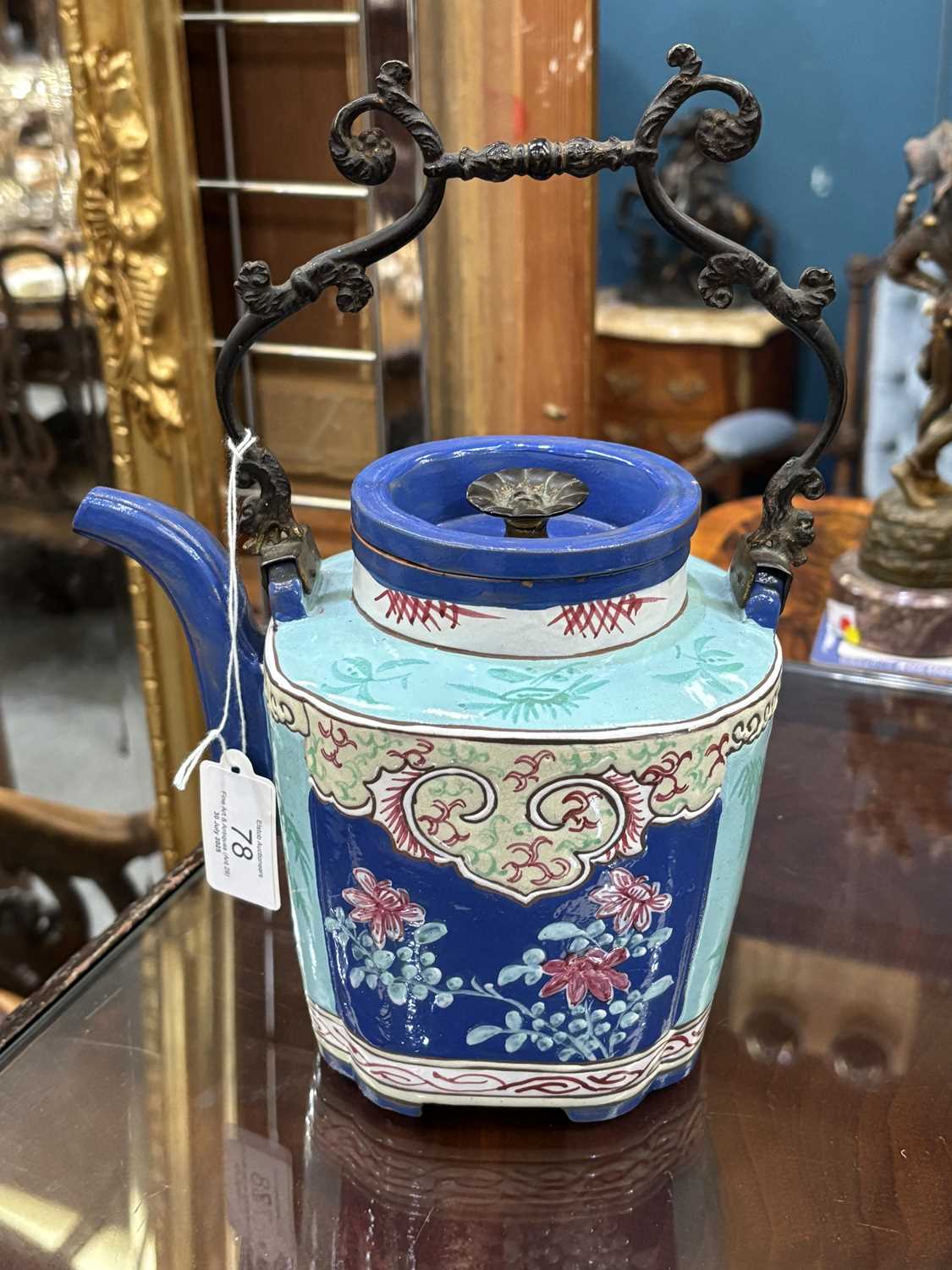 A CHINESE YIXING ENAMELLED TEAPOT AND COVER 19TH CENTURY - Image 10 of 11