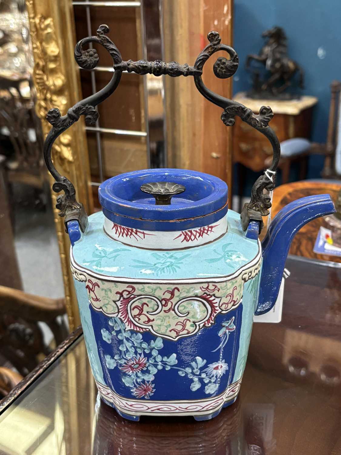 A CHINESE YIXING ENAMELLED TEAPOT AND COVER 19TH CENTURY - Image 9 of 11