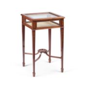AN EDWARDIAN INLAID MAHOGANY BIJOUTERIE TABLE