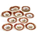 A COALPORT ORNITHOLOGICAL DESSERT SERVICE BY JOHN HUGH PLANT, CIRCA 1890, RETAILED BY OSLER DESIGNER