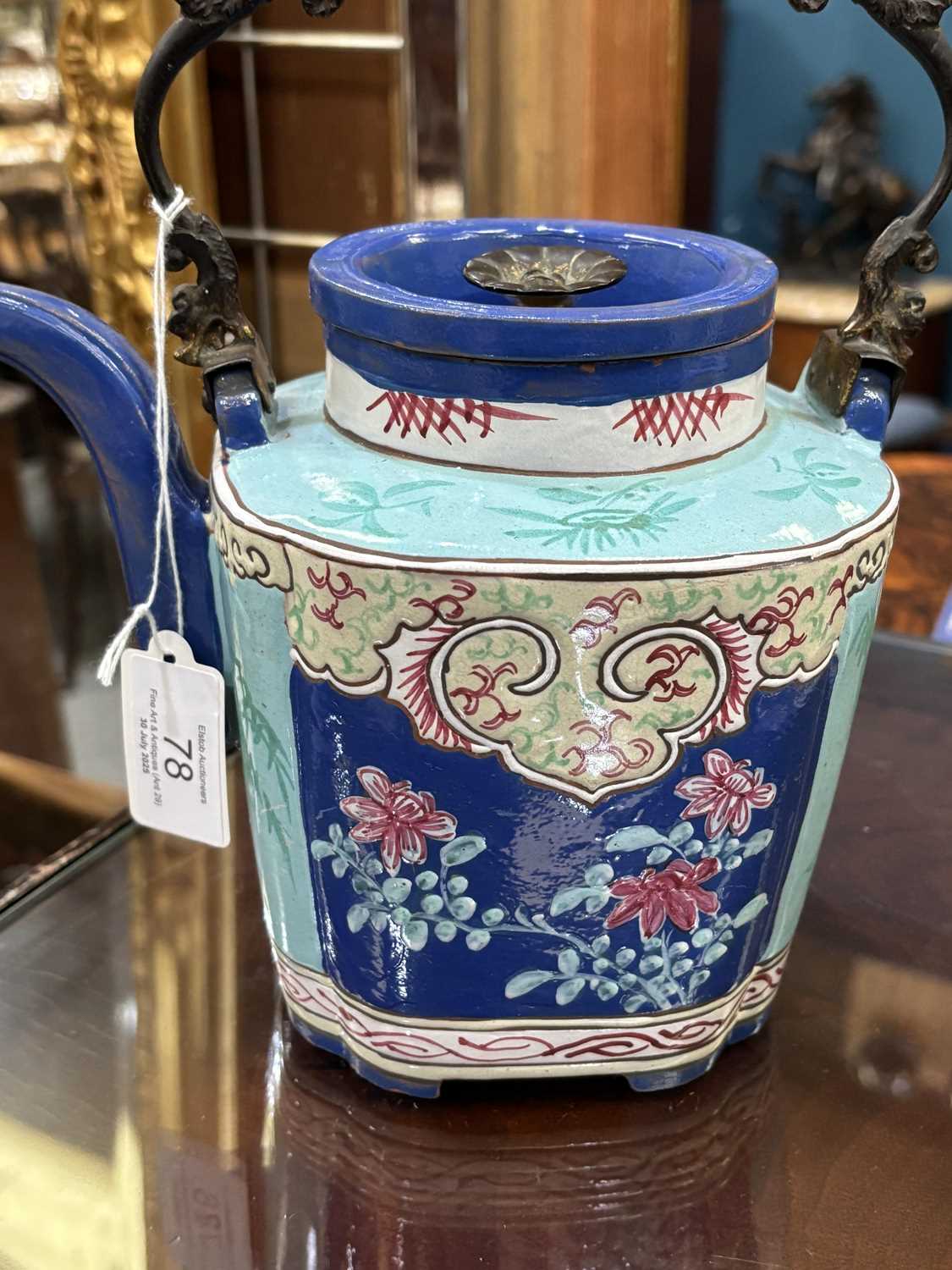 A CHINESE YIXING ENAMELLED TEAPOT AND COVER 19TH CENTURY - Image 8 of 11