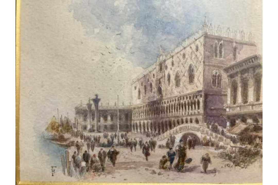 MYLES BIRKET FOSTER RWS (1825-1899) THE RIVA DEGLI SCHIAVONI AND THE DOGE'S PALACE, VENICE - Image 5 of 7