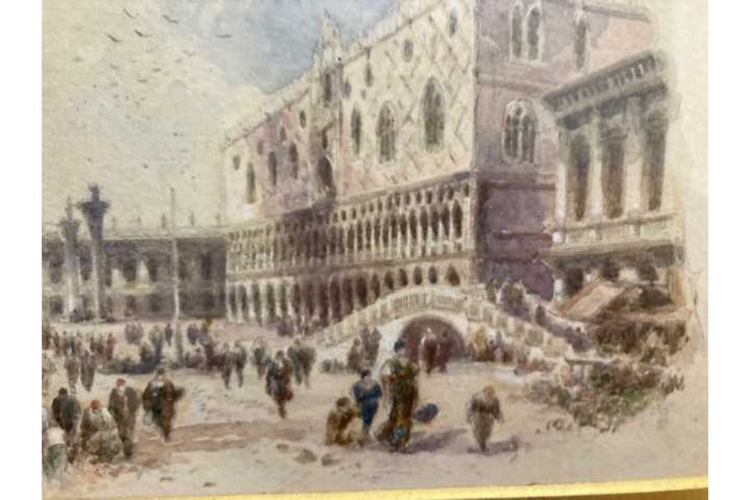 MYLES BIRKET FOSTER RWS (1825-1899) THE RIVA DEGLI SCHIAVONI AND THE DOGE'S PALACE, VENICE - Image 4 of 7