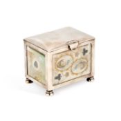 AN EDWARDIAN SILVER-MOUNTED CARD BOX