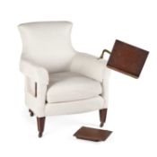 AN EARLY VICTORIAN MAHOGANY AND UPHOLSTERED READING CHAIR