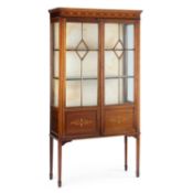 AN EDWARDIAN INLAID MAHOGANY VITRINE