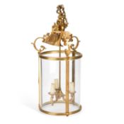 A LARGE FRENCH GILT-METAL LANTERN