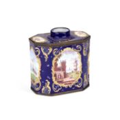 A RARE SOUTH STAFFORDSHIRE ENAMEL FREE-STANDING TEA CADDY CIRCA 1765