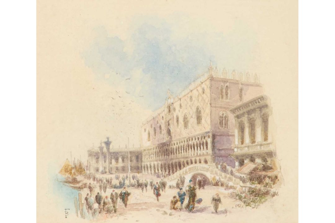 MYLES BIRKET FOSTER RWS (1825-1899) THE RIVA DEGLI SCHIAVONI AND THE DOGE'S PALACE, VENICE - Image 1 of 7