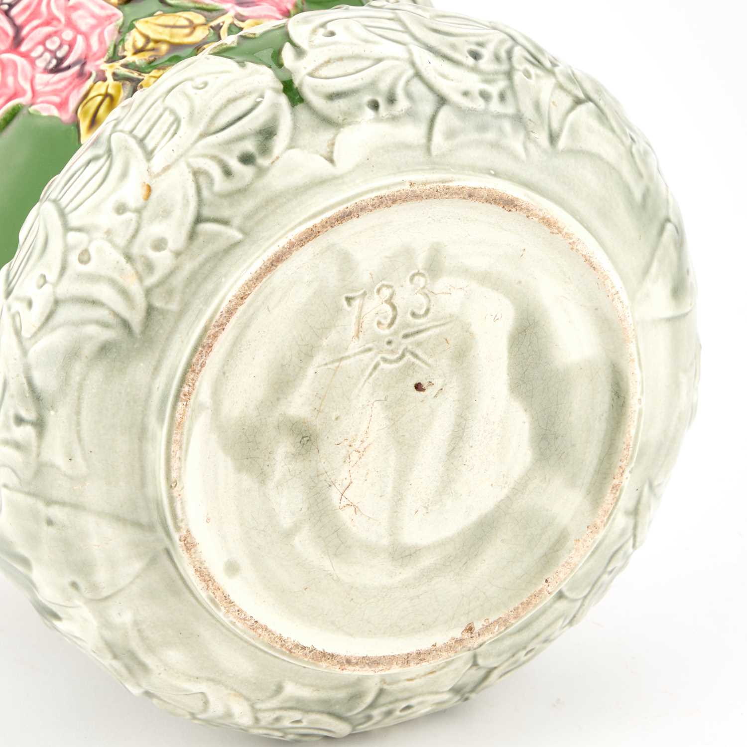 A CONTINENTAL MAJOLICA TWO-HANDLED JARDINIERE - Image 2 of 2
