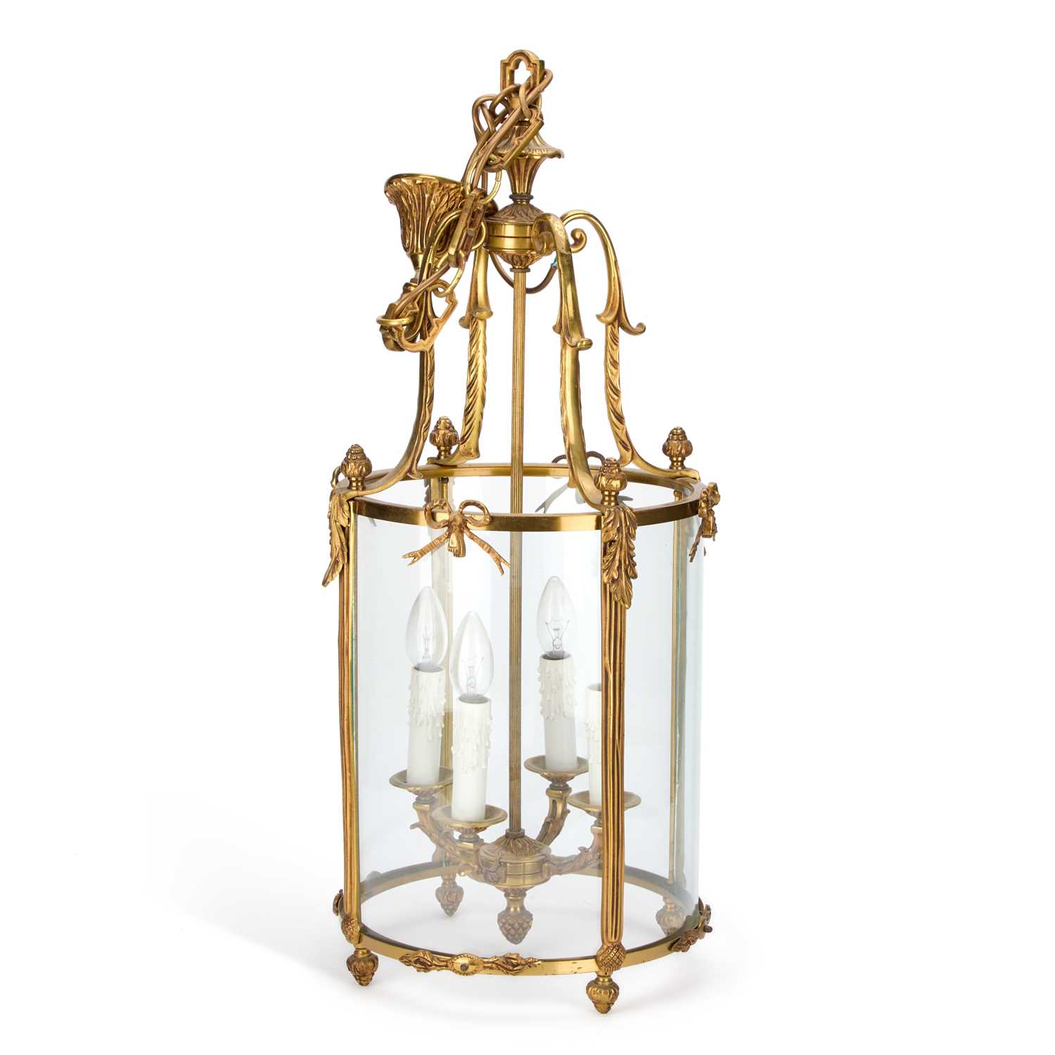 A LARGE FRENCH GILT-METAL LANTERN