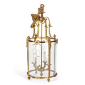 A LARGE FRENCH GILT-METAL LANTERN